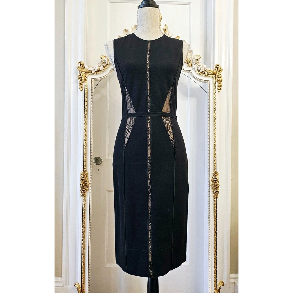 Alessandro Dell'Acqua Black with Lace Inserts Stretch Dress, size IT 42, US 6
